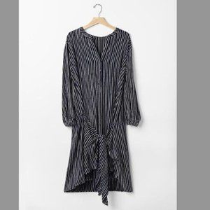 New Gap Long Sleeve Tie Waist Shirt Dress True Indigo XS